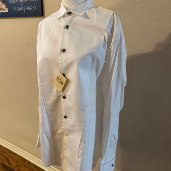 Men's Stubbs Western White ZigZag Beer Barrel Button French Cuff Shirt Size M NW - Picture 6 of 12